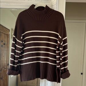 Gap Brown Striped Turtleneck Sweater sz Medium